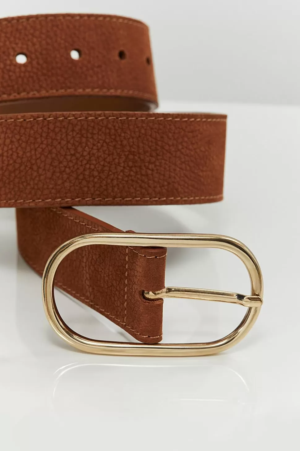 Women One Step Belts-Access - Caramel Belt In Grain Suede Leather