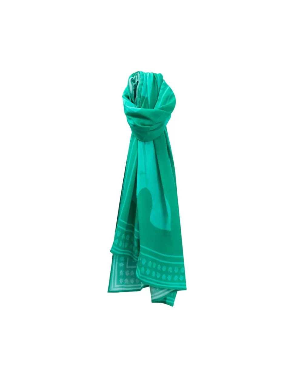 Women One Step Scarves And Foulards-Acia - Green Grass Scarf With Minimal Arty Pattern