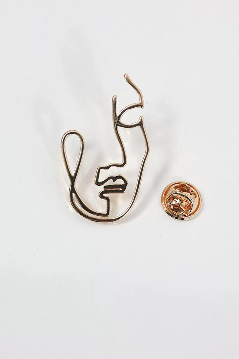 Women One Step Belts-Adil - Face Shape Brooch In Gold Metal