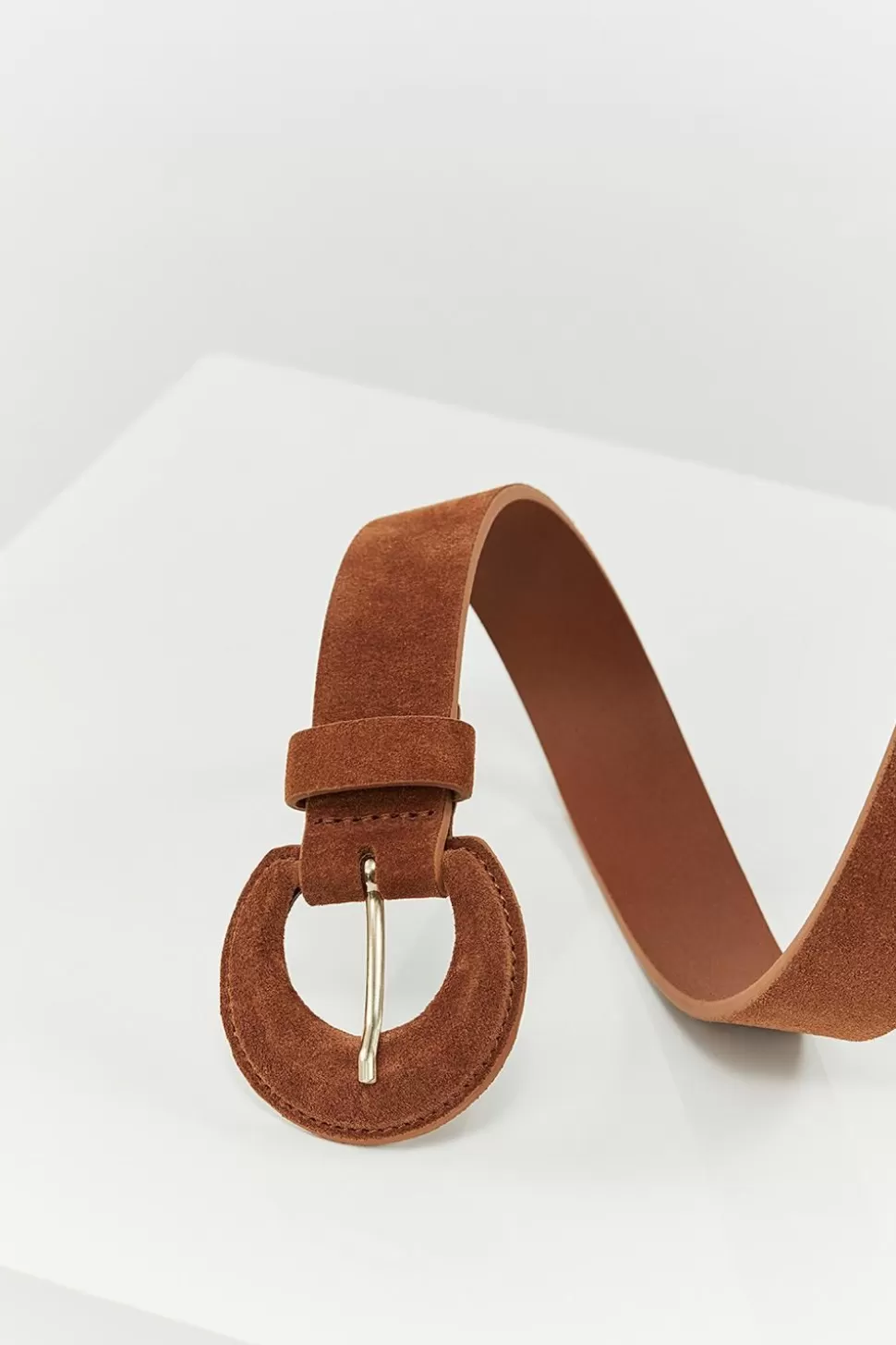 Women One Step Belts-Andrew - Fine Caramel Belt In Suede Leather