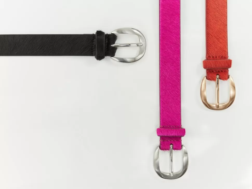 Women One Step Belts-Artic - Fuchsia Pink Belt In Pony-Look Leather