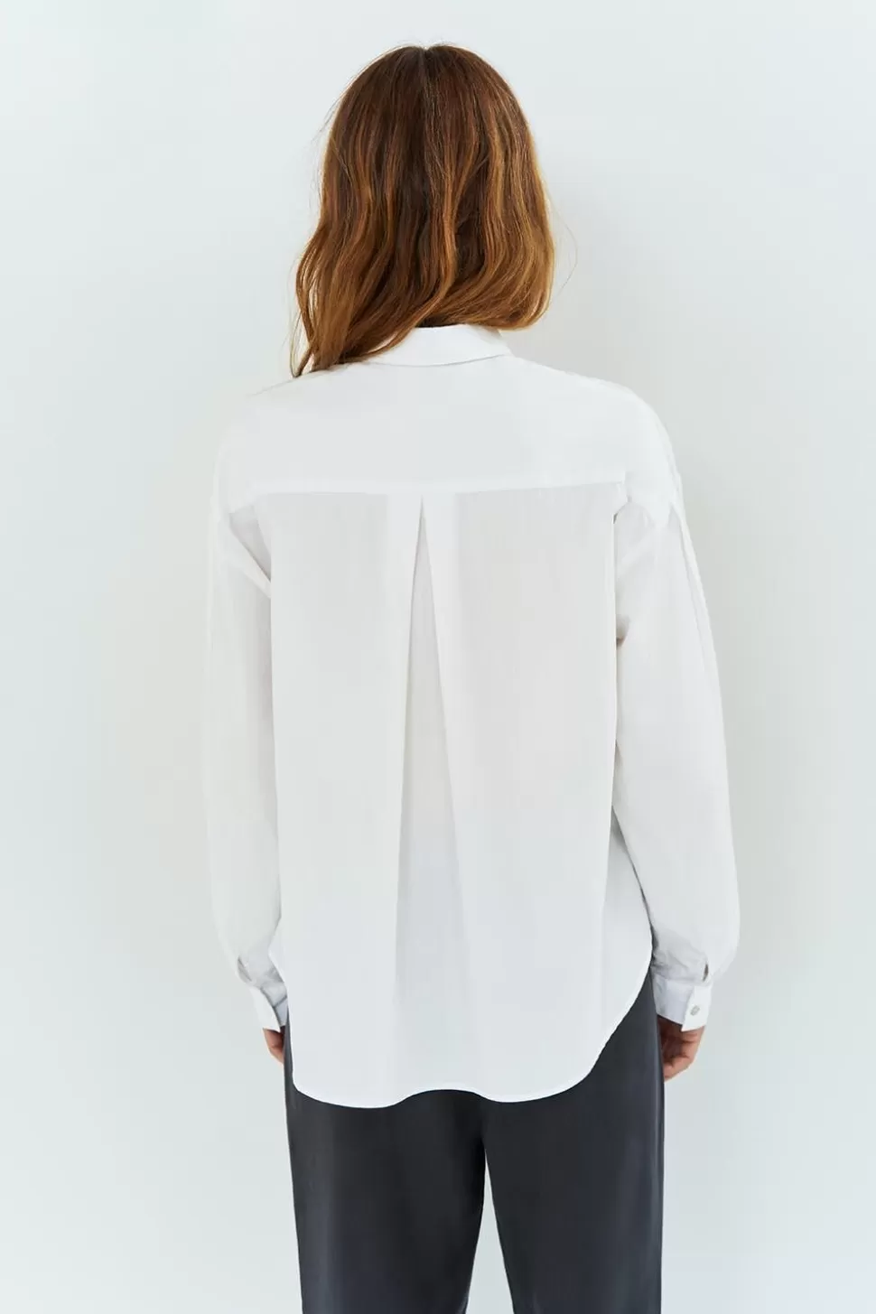 Women One Step Shirts-Celeste - White Organic Poplin Shirt