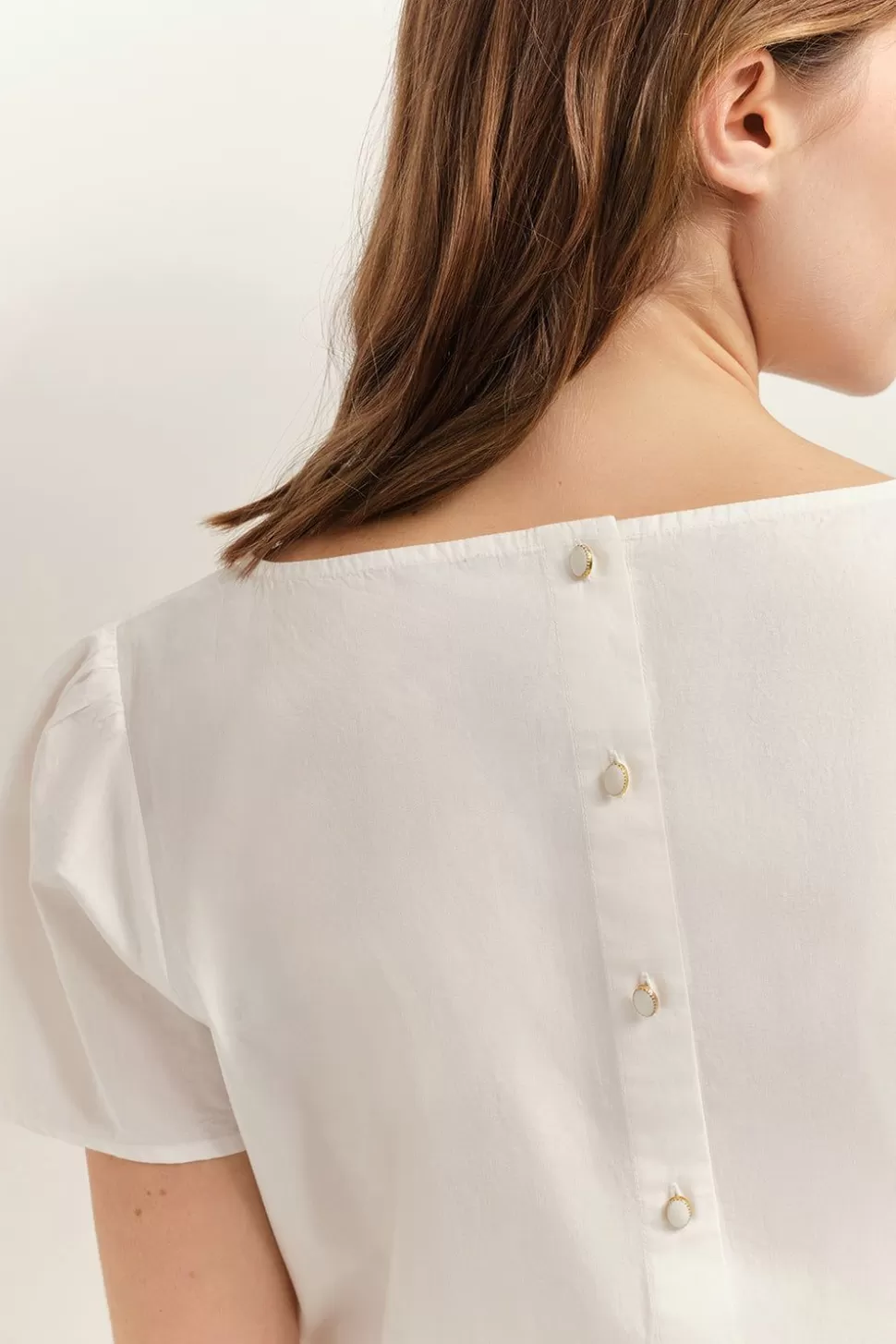 Women One Step Tops & Blouses-Copal - Ecru Top With Lace Trims