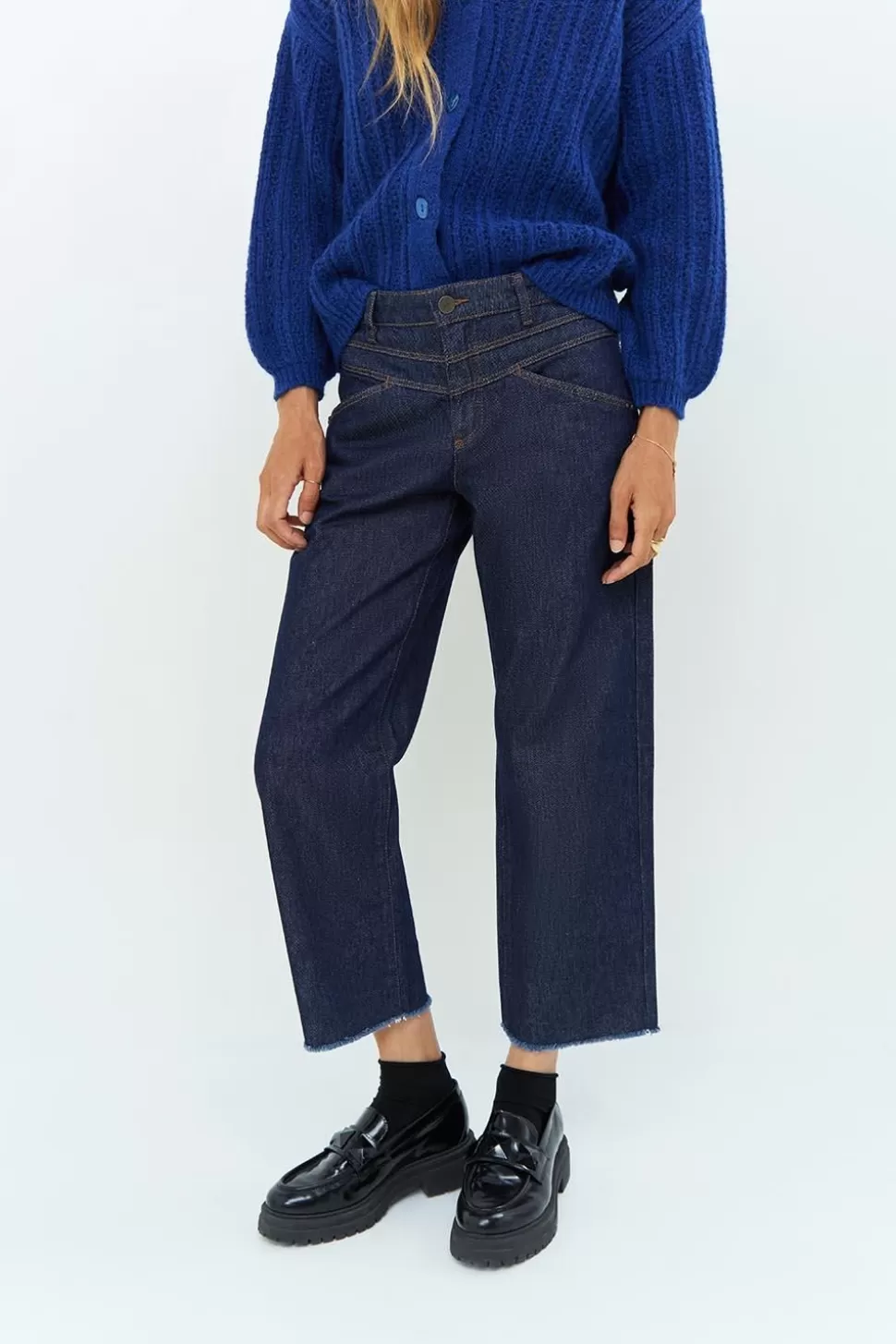 Women One Step Denims & Pants-Le Charlie - Raw Cropped Straight Jean