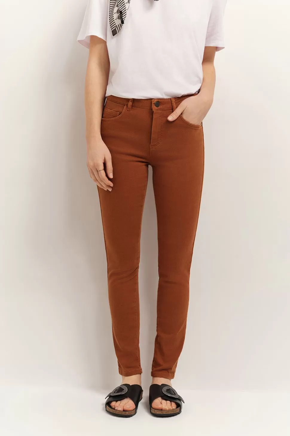 Women One Step Denims & Pants-Le Monica - Caramel 7/8 Slim Jeans In Waterless Denim