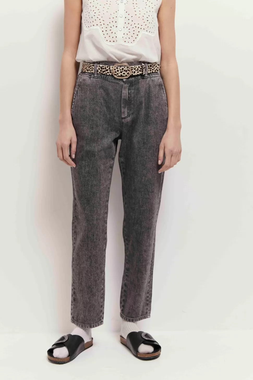 Women One Step Denims & Pants-Le Thylane - Opal Gray Chino Jeans